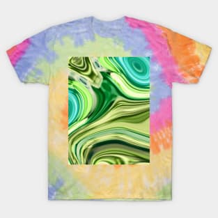 1980s modern trendy abstract teal mint green swirls T-Shirt